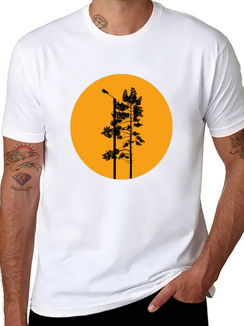 Retro Sunset Tree Silhouette Graphic T-Shirt