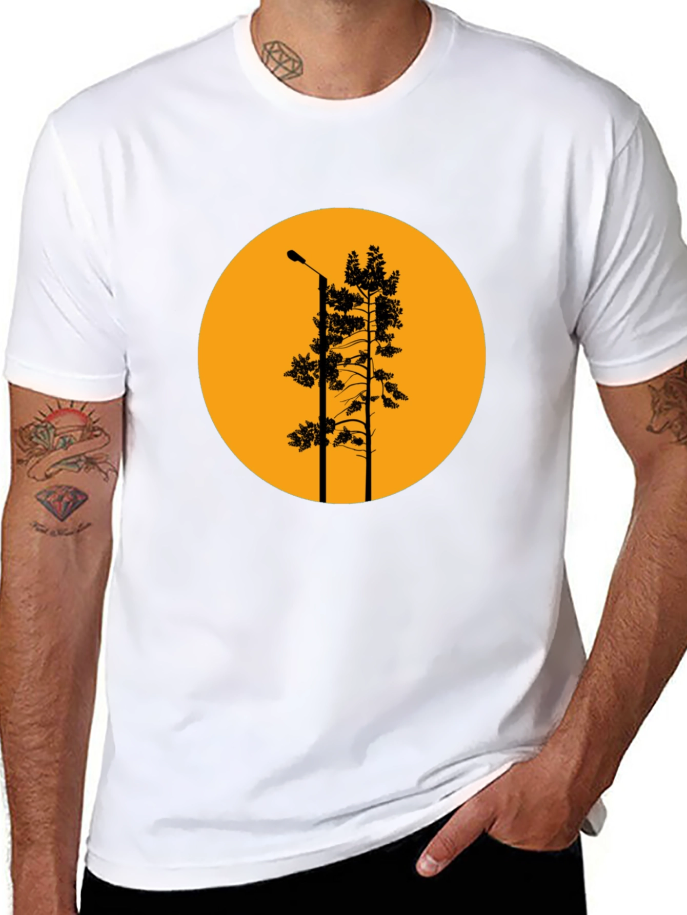 Retro Sunset Tree Silhouette Graphic T-Shirt