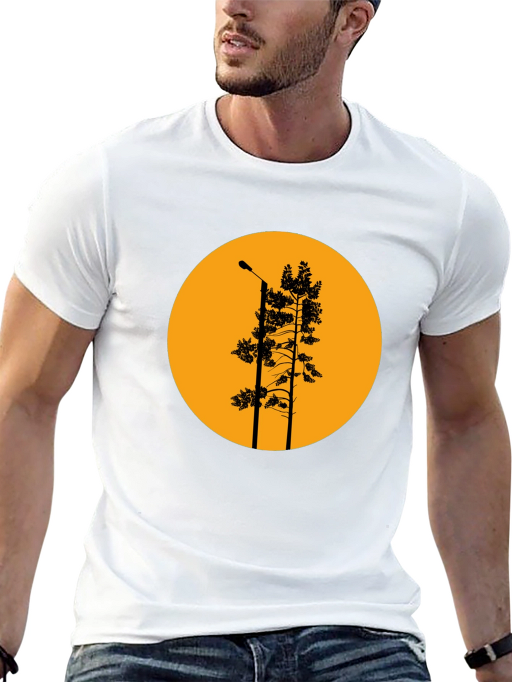 Retro Sunset Tree Silhouette Graphic T-Shirt