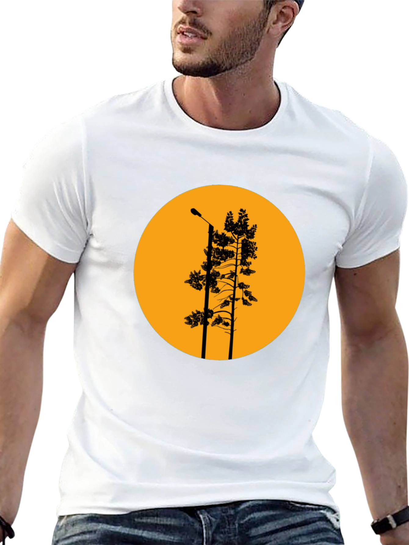 Retro Sunset Tree Silhouette Graphic T-Shirt