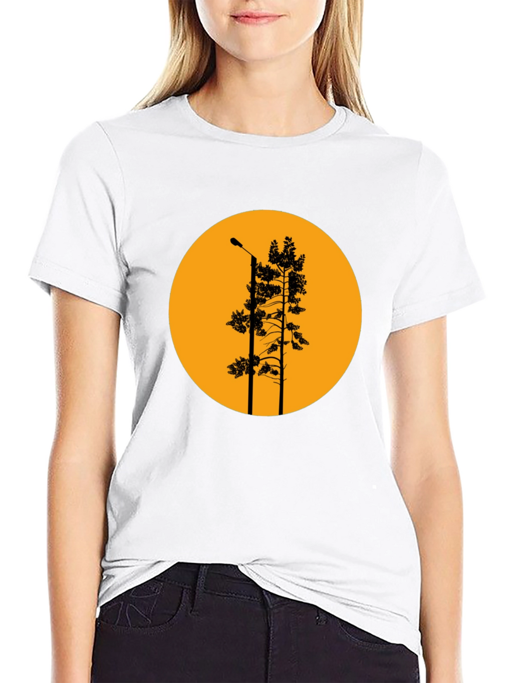 Retro Sunset Tree Silhouette Graphic T-Shirt