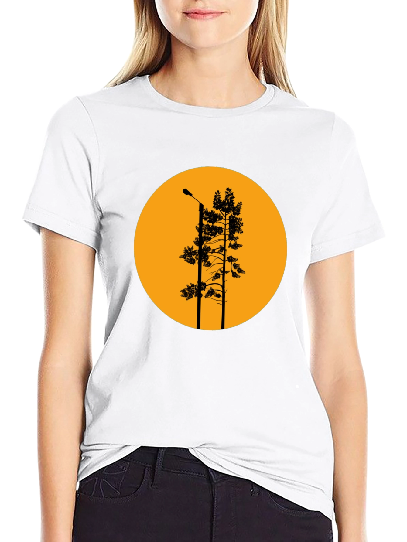Retro Sunset Tree Silhouette Graphic T-Shirt