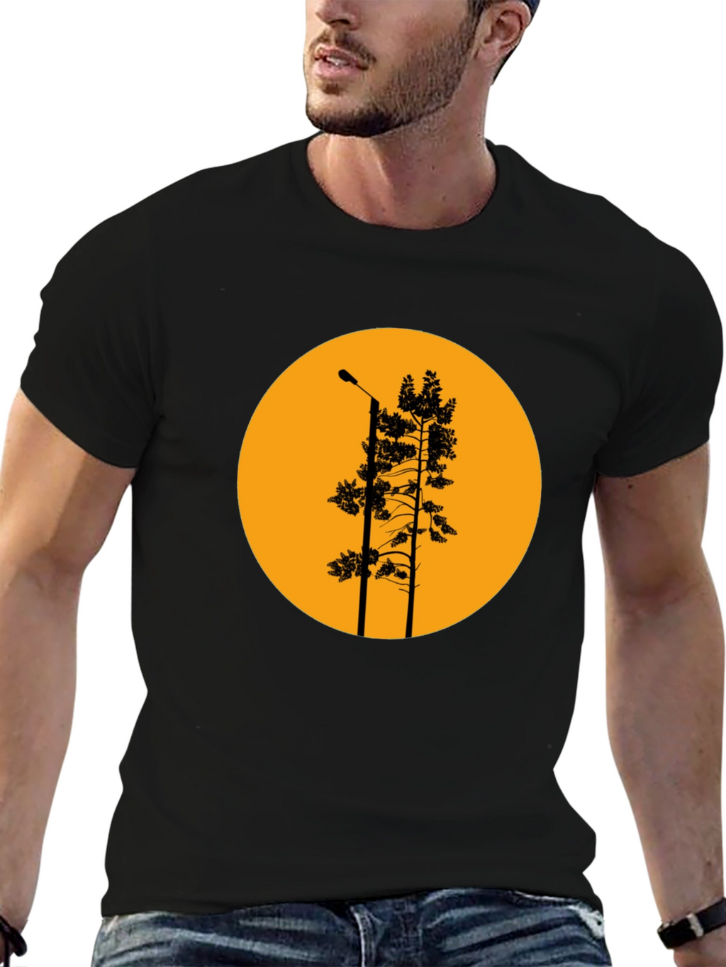 Retro Sunset Tree Silhouette Graphic T-Shirt