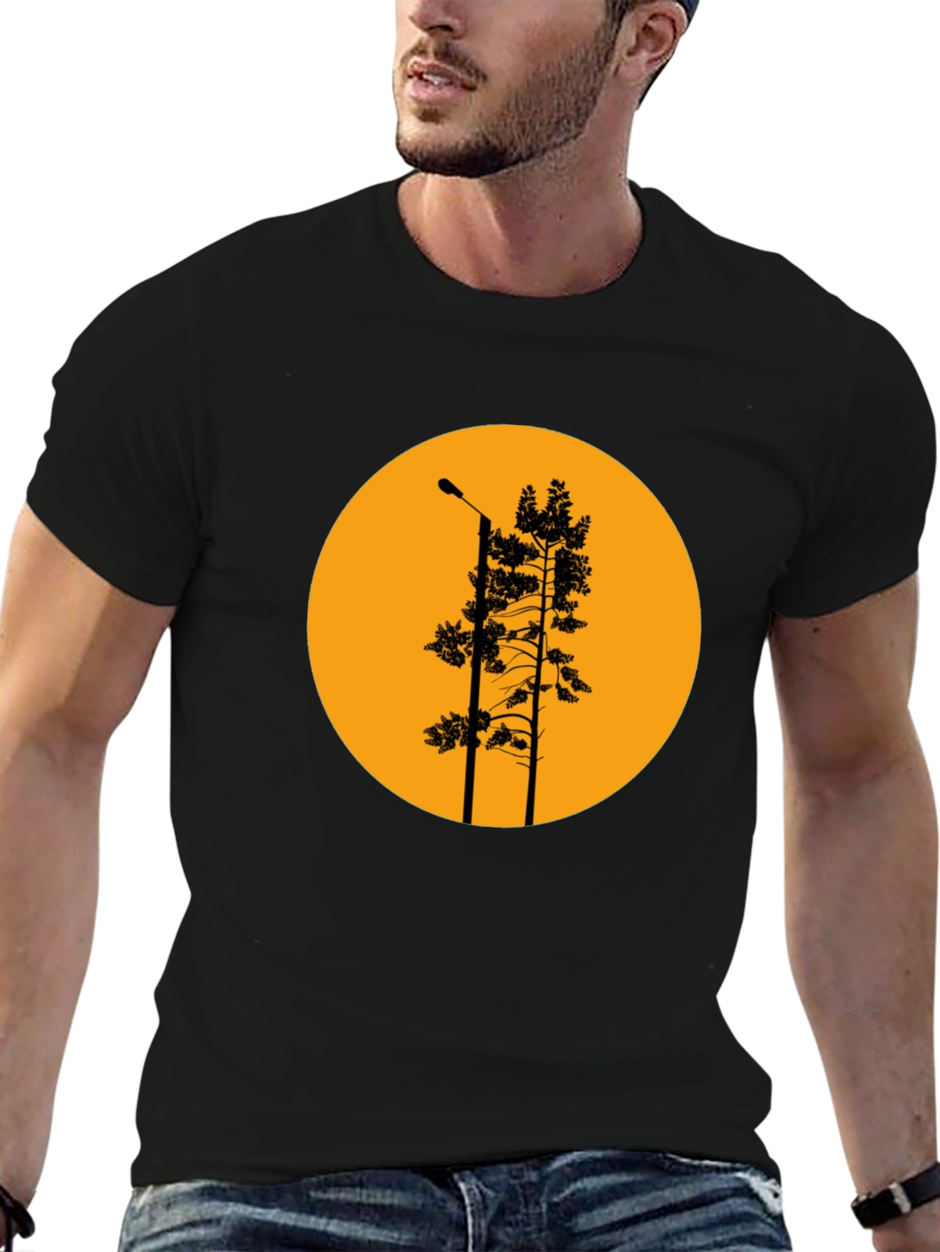 Retro Sunset Tree Silhouette Graphic T-Shirt
