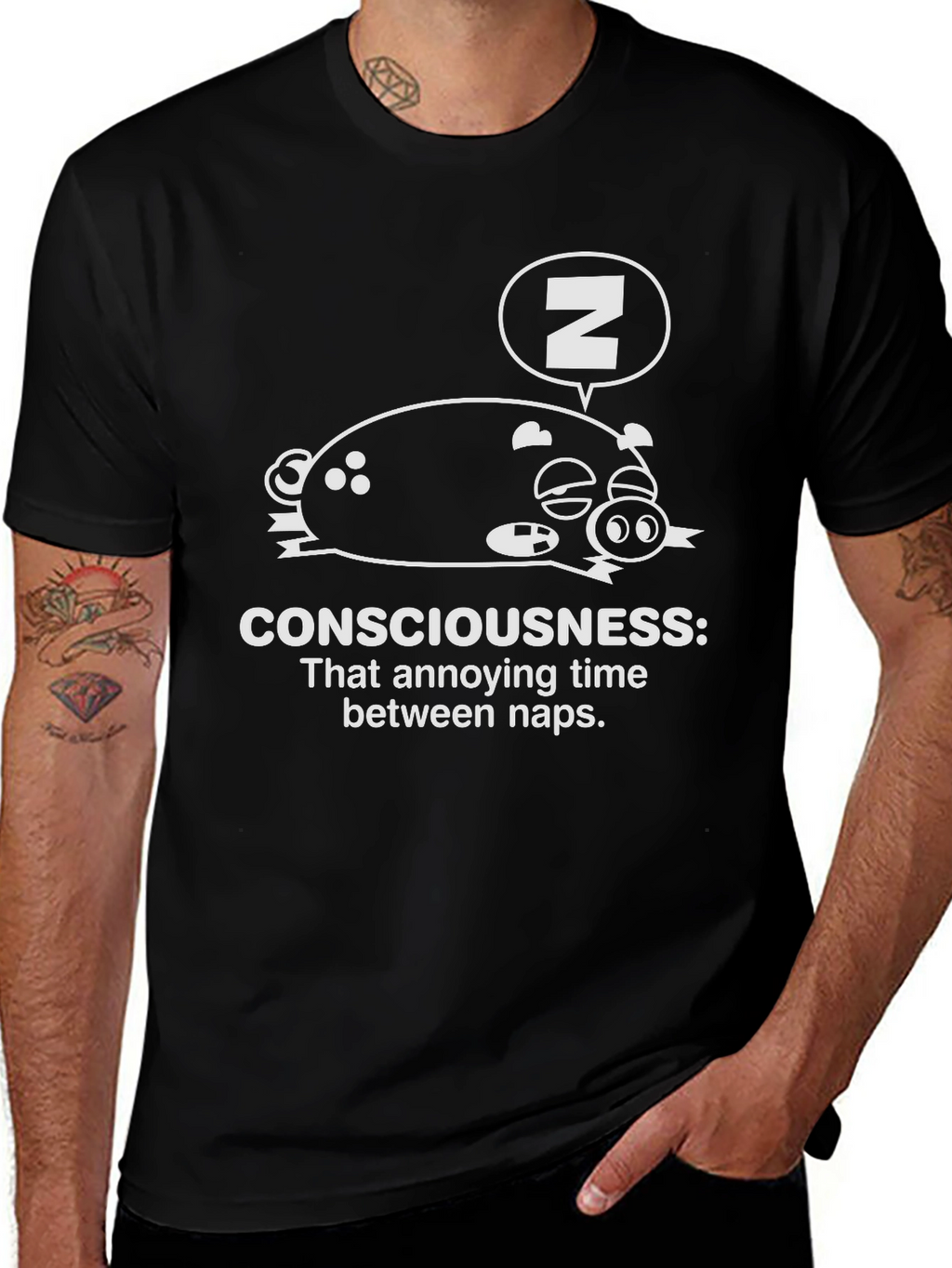 Funny Consciousness Nap Pig T-Shirt