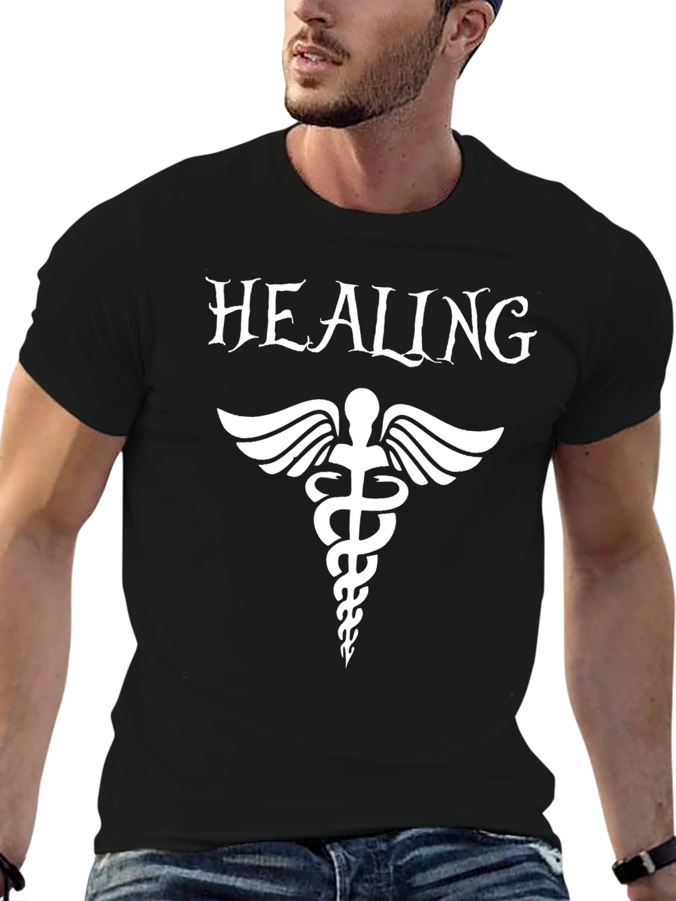 Healing Caduceus Black T-Shirt