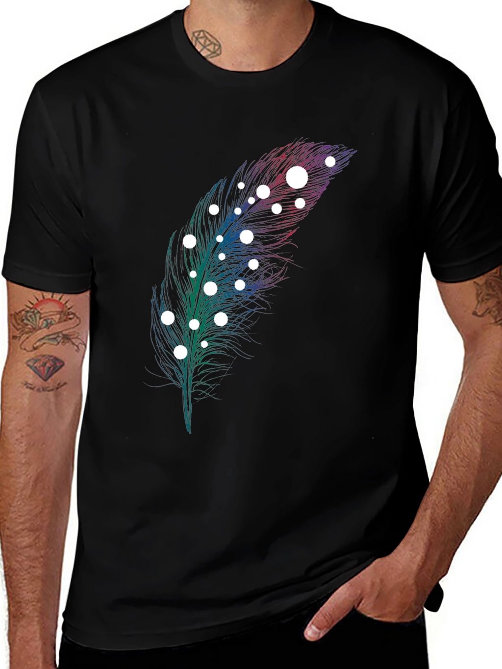 Feather Graphic Print T-Shirt