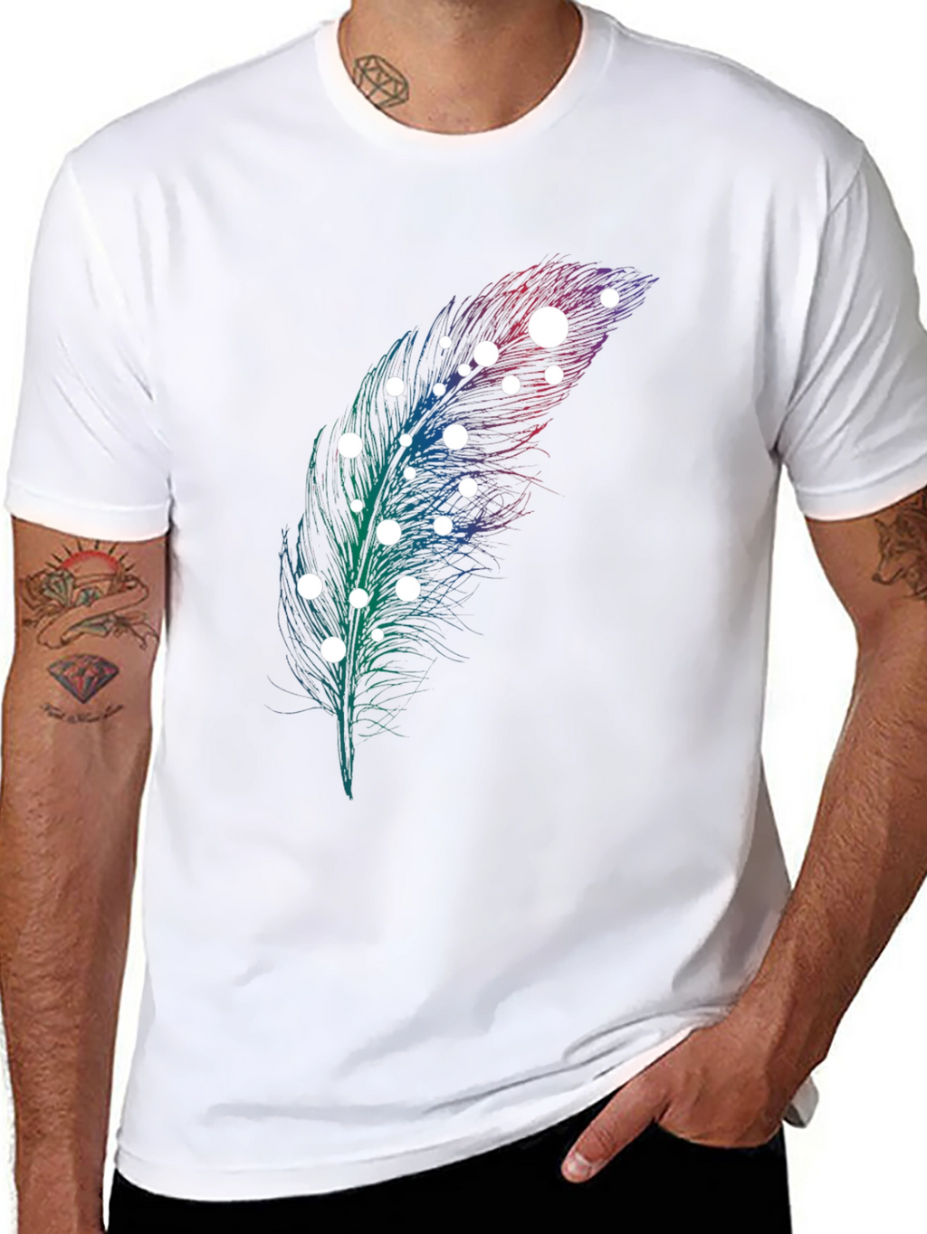 Feather Graphic Print T-Shirt