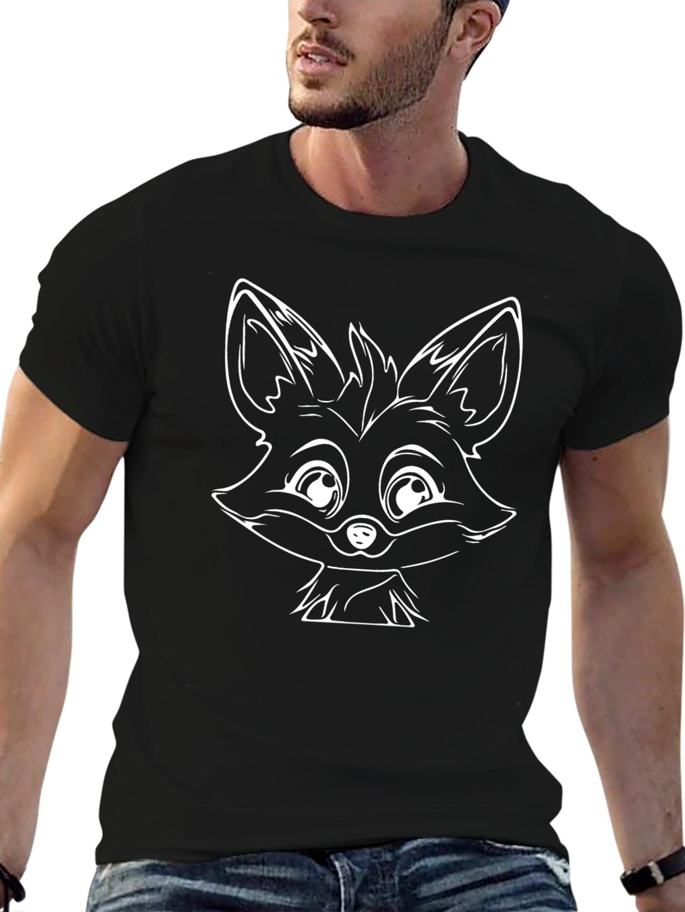 Cool Fox Graphic Black T-Shirt