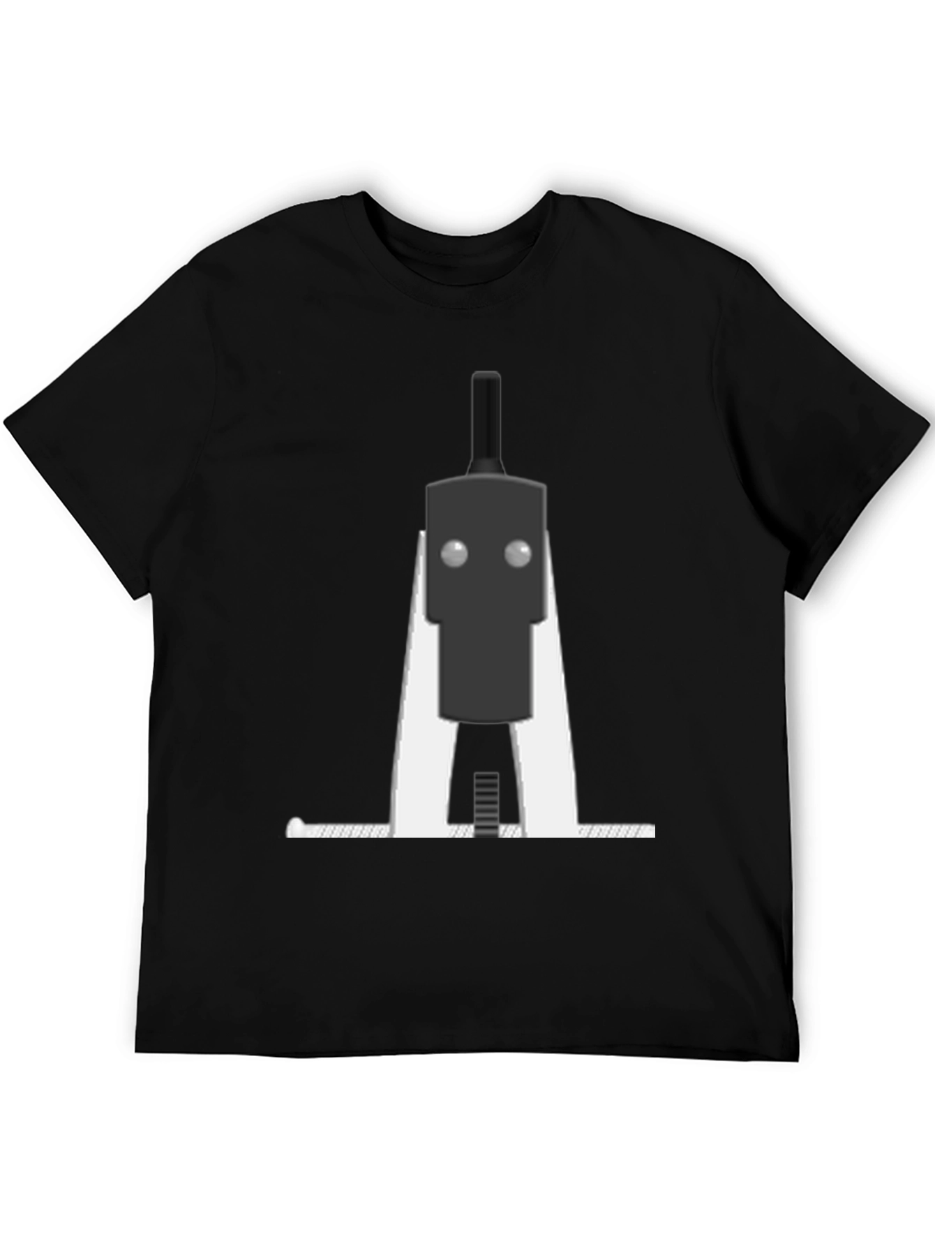 Minimalist Robot Graphic T-Shirt - Black