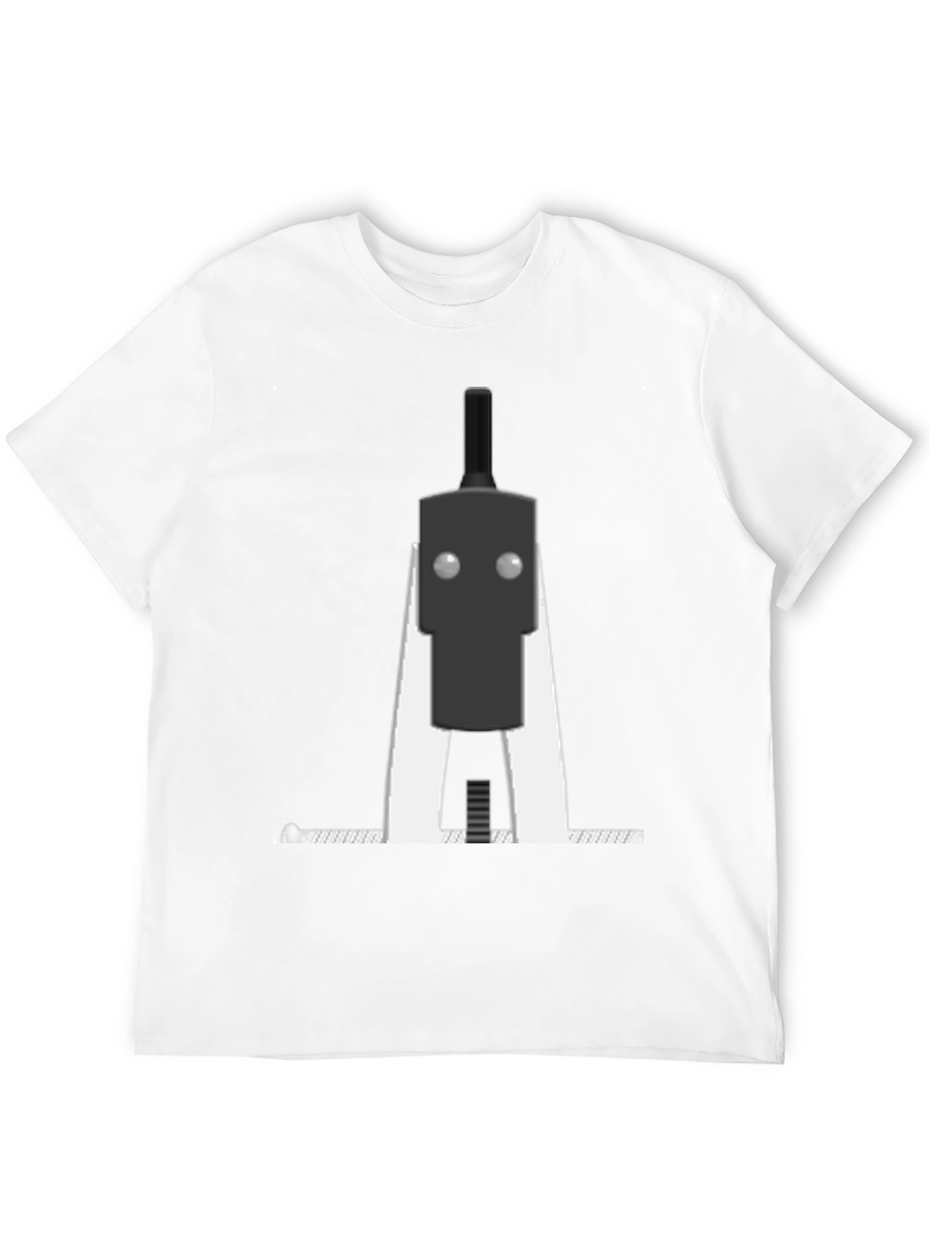 Minimalist Robot Graphic T-Shirt - Black