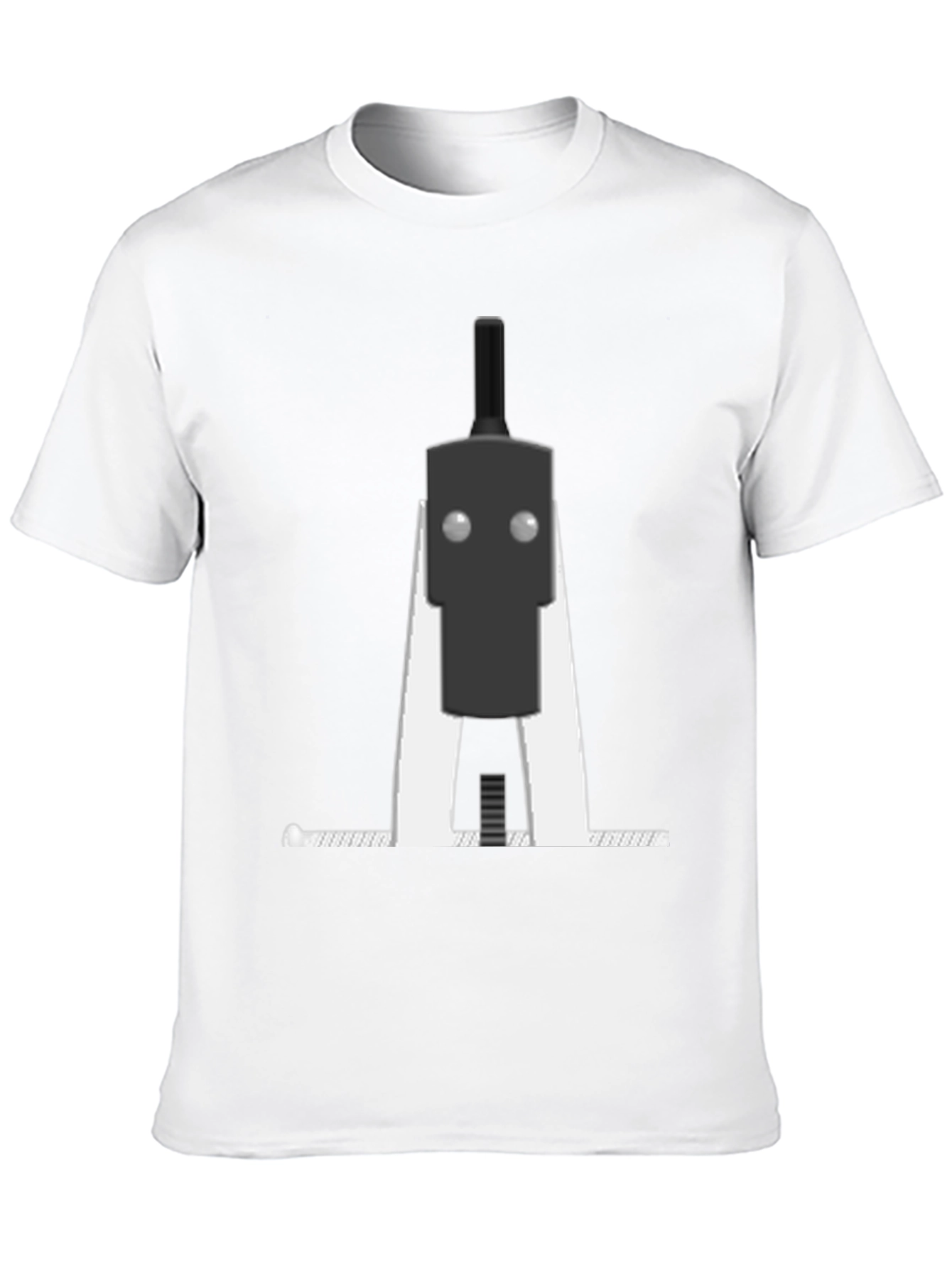 Minimalist Robot Graphic T-Shirt - Black