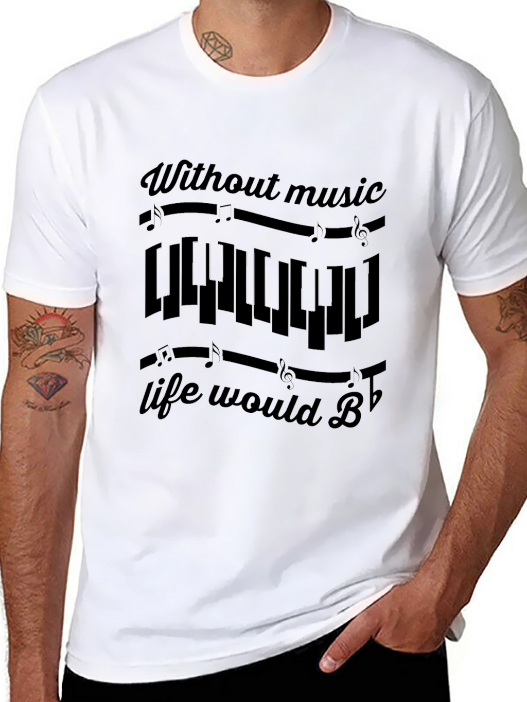 Music Lover T-Shirt: Without Music Life Would B Flat