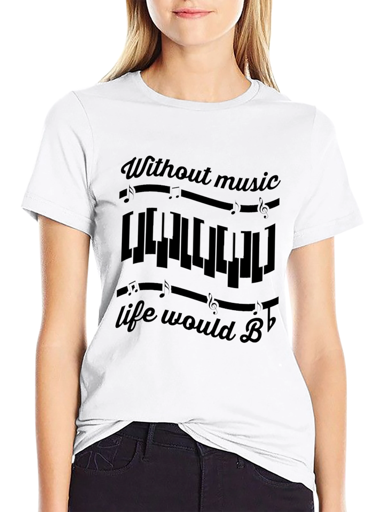 Music Lover T-Shirt: Without Music Life Would B Flat