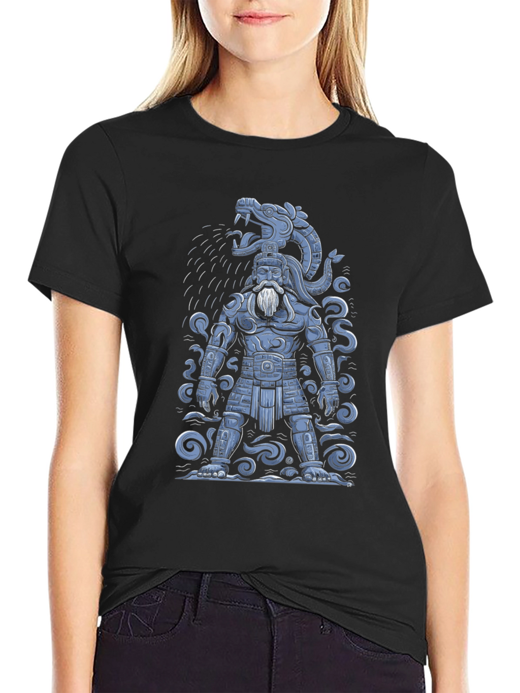 Aztec Warrior Graphic T-Shirt - Black