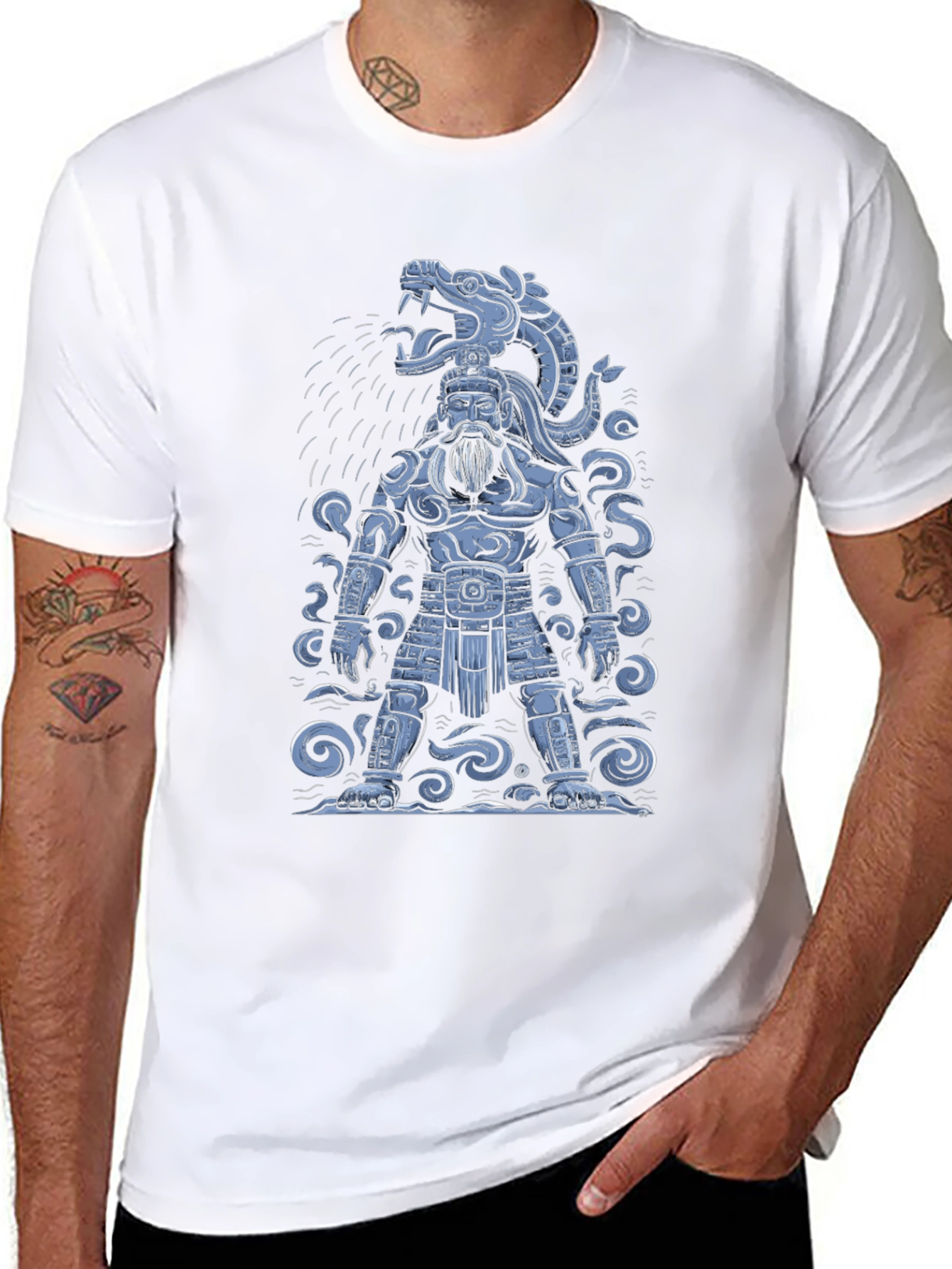 Aztec Warrior Graphic T-Shirt - Black