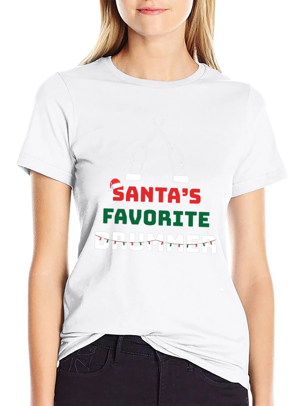 Santas Favorite Drummer Christmas T-Shirt