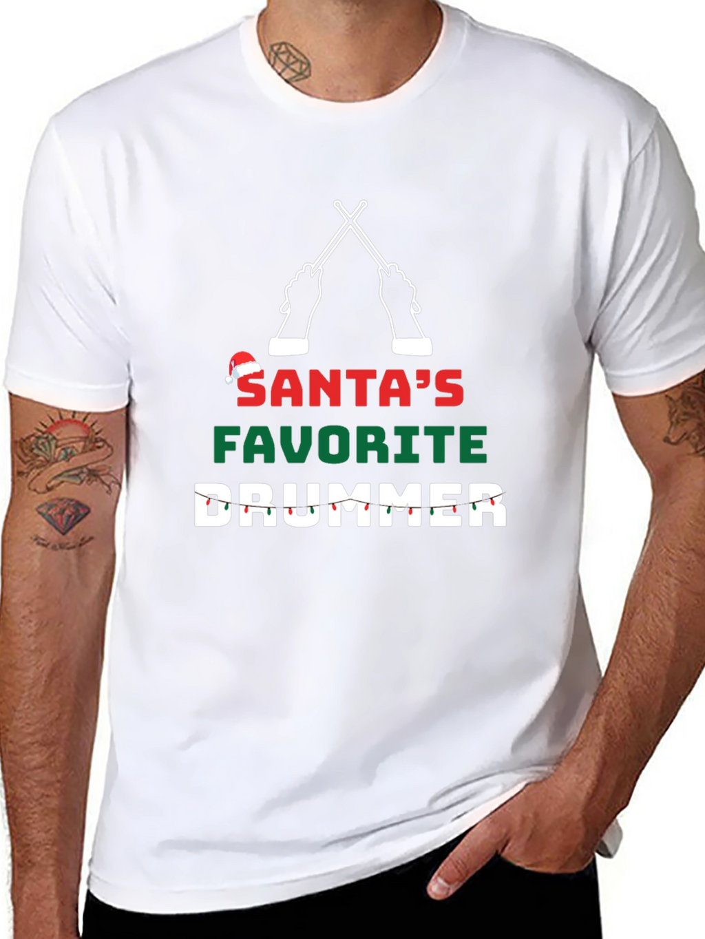 Santas Favorite Drummer Christmas T-Shirt