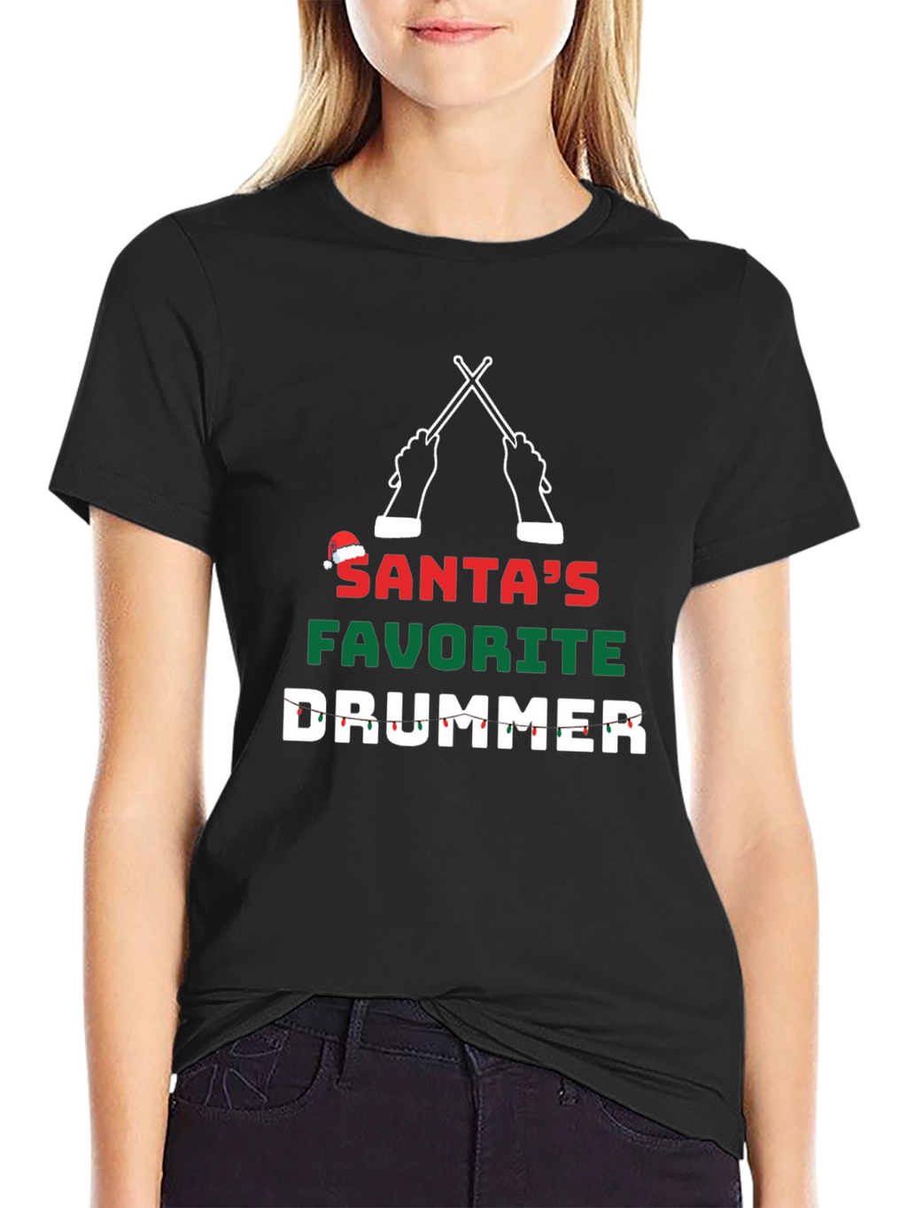 Santas Favorite Drummer Christmas T-Shirt