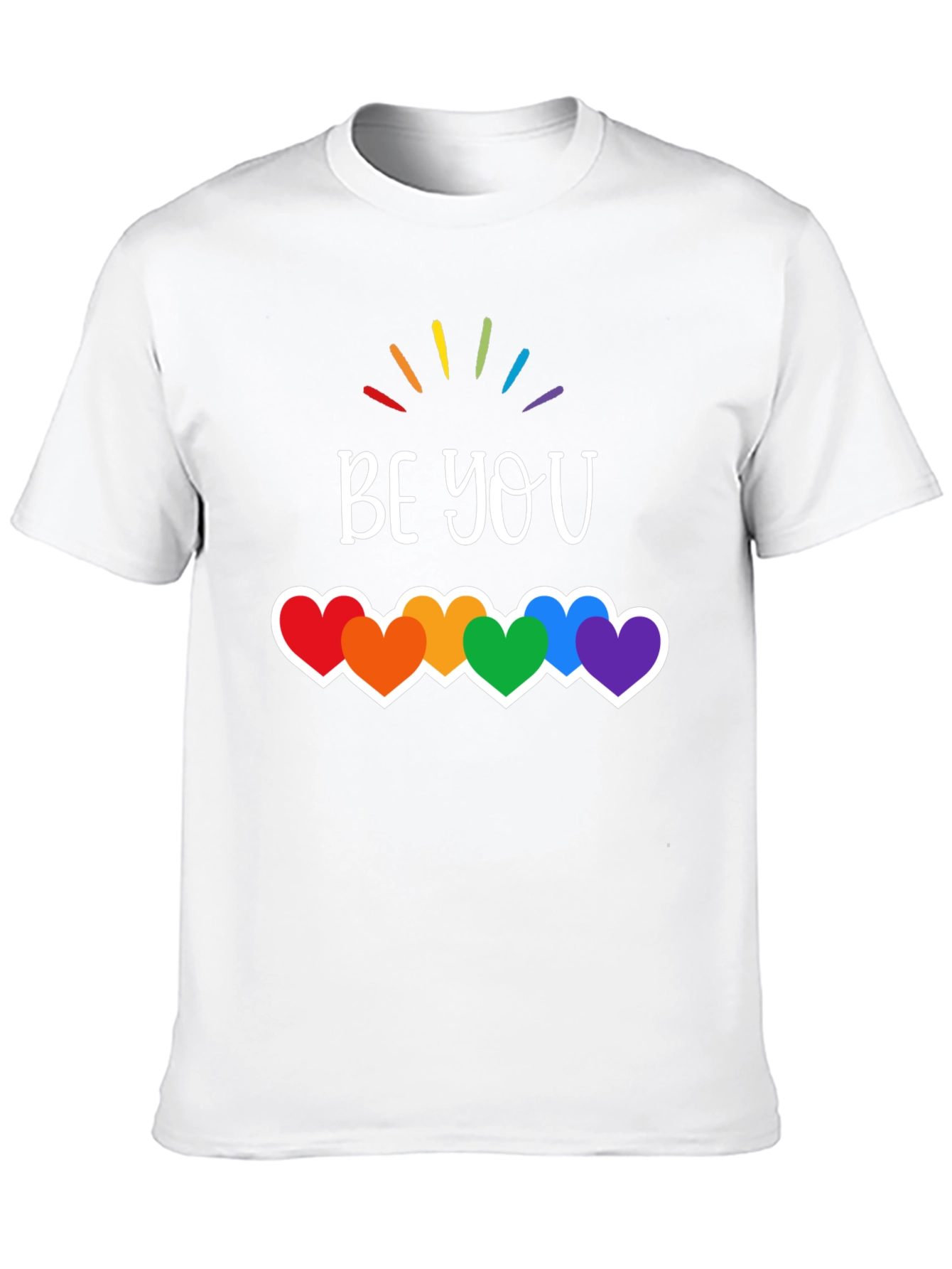 Be You Pride T-Shirt - Rainbow Hearts LGBTQ Tee