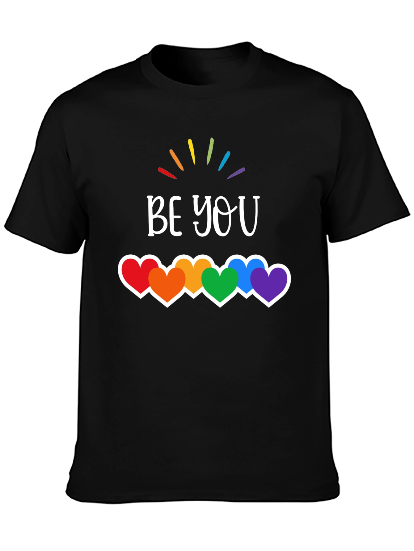 Be You Pride T-Shirt - Rainbow Hearts LGBTQ Tee