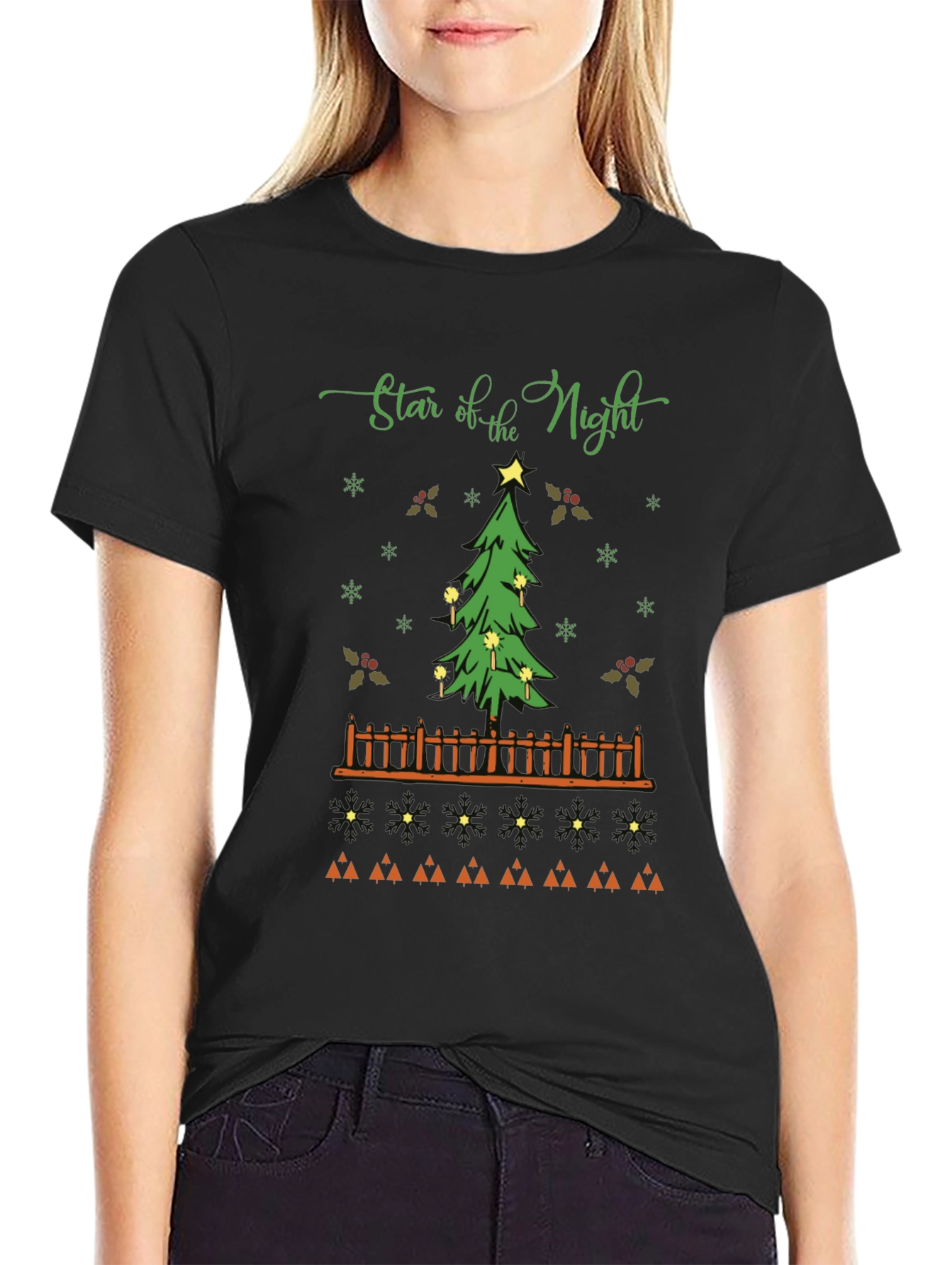 Star of the Night Christmas Tree Graphic T-Shirt