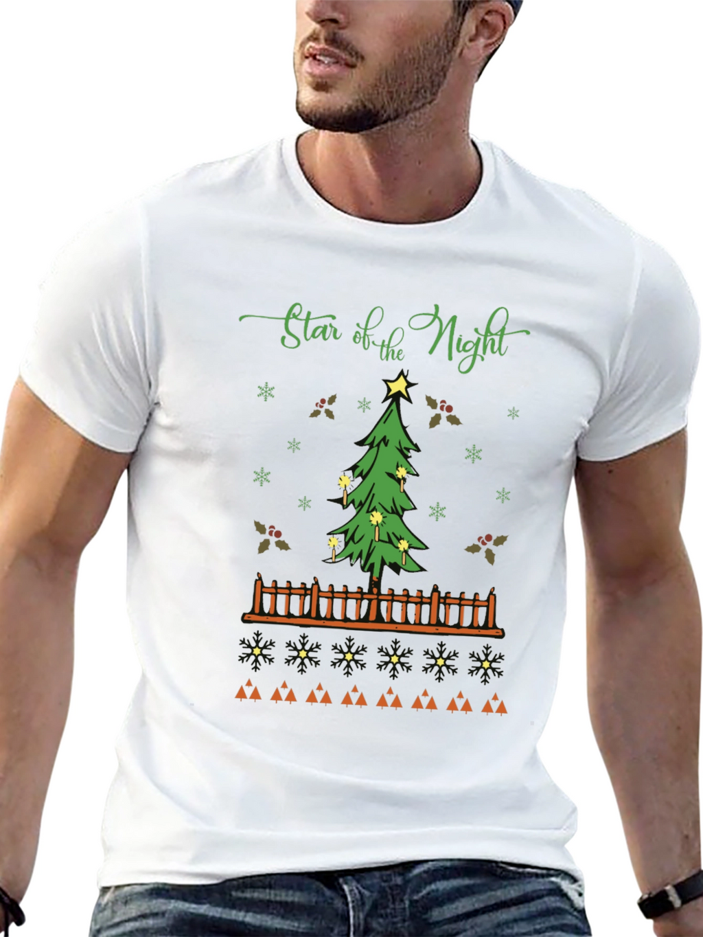 Star of the Night Christmas Tree Graphic T-Shirt