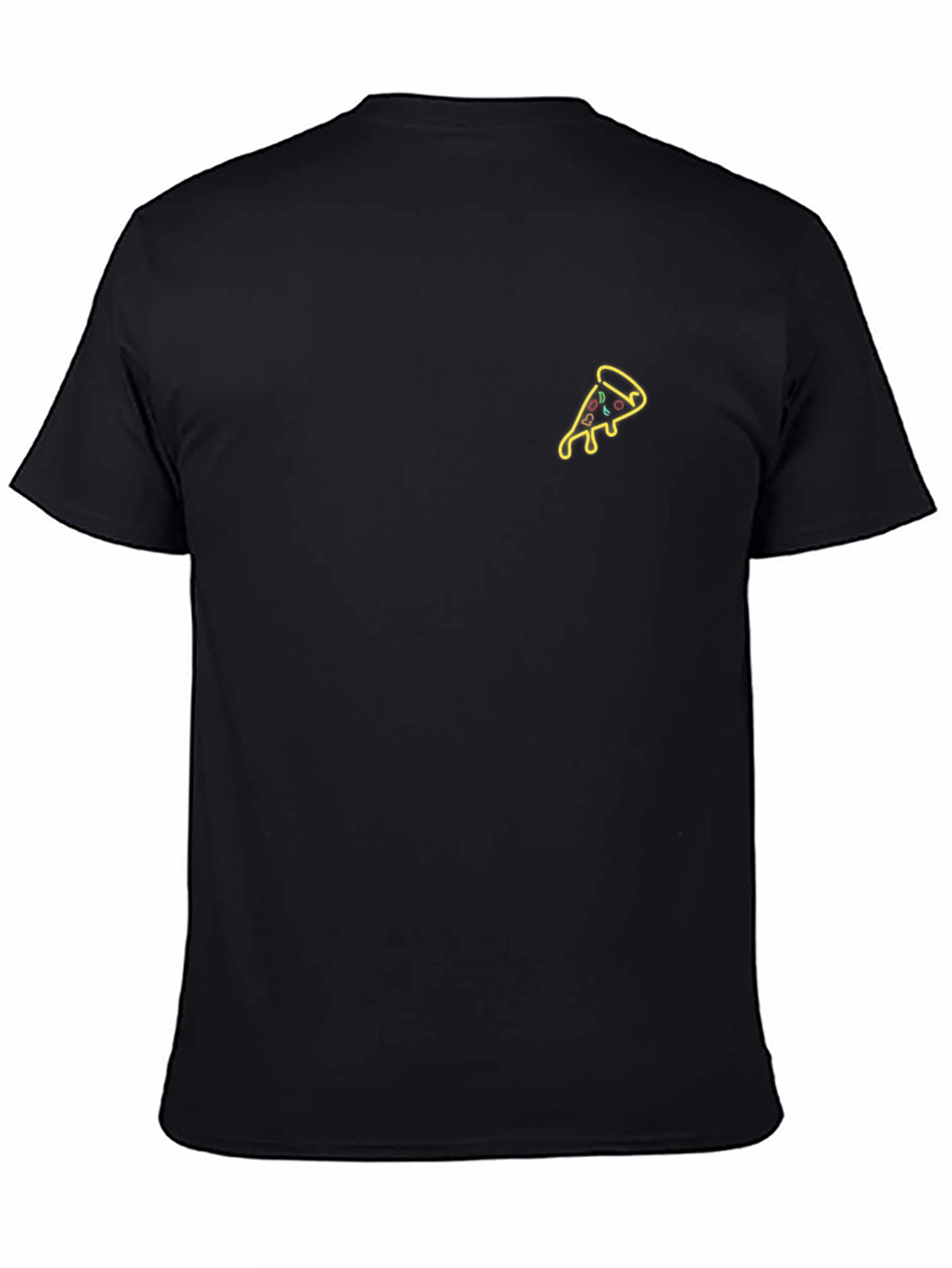 Neon Pizza Slice Graphic Tee - Black