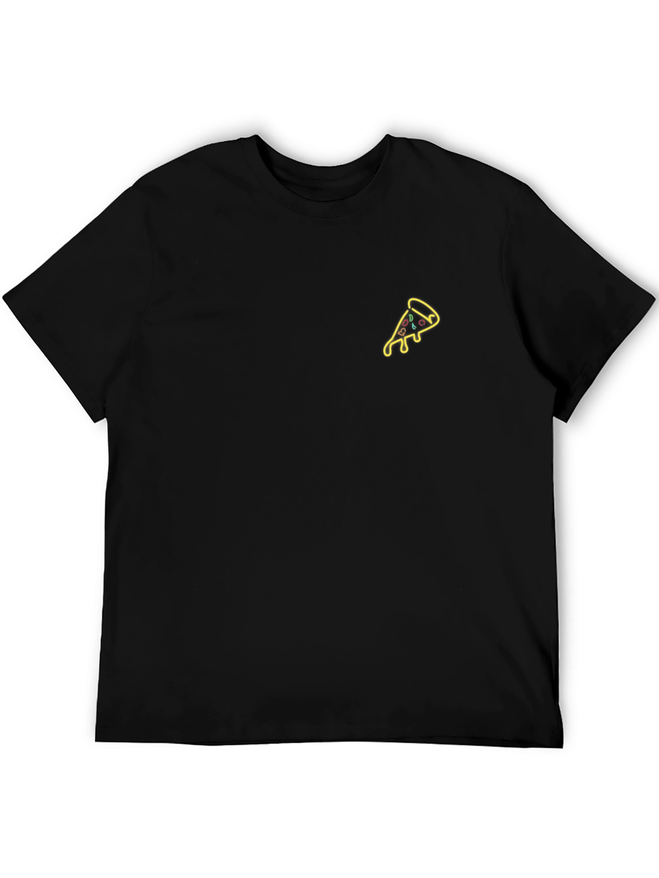 Neon Pizza Slice Graphic Tee - Black