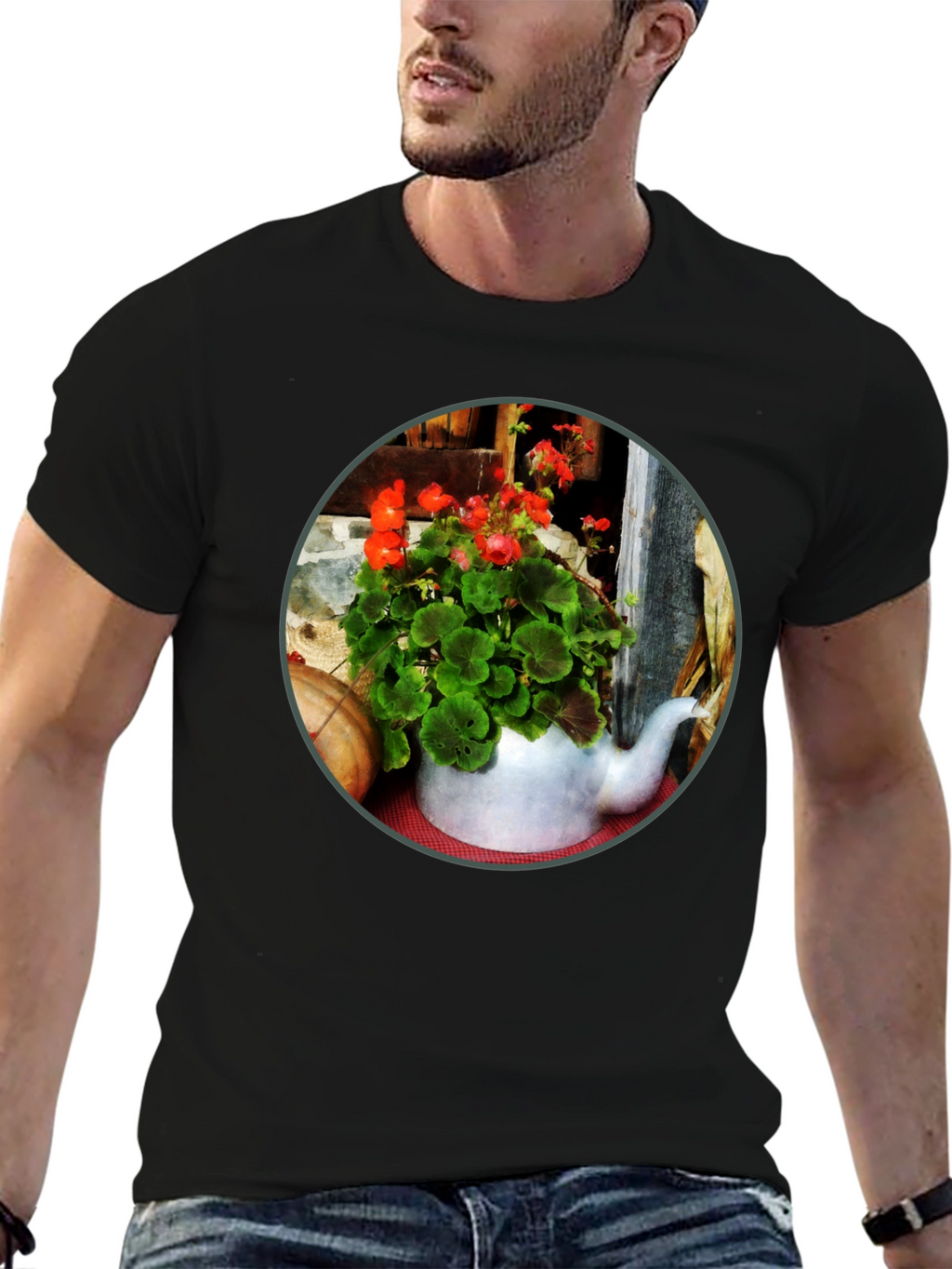 Floral Teapot T-Shirt - Unique Garden Design