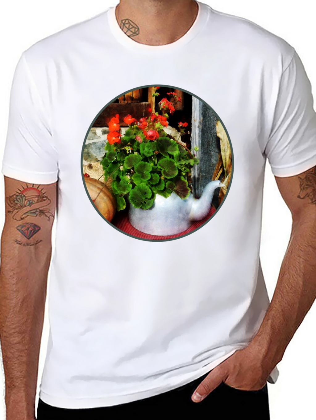 Floral Teapot T-Shirt - Unique Garden Design