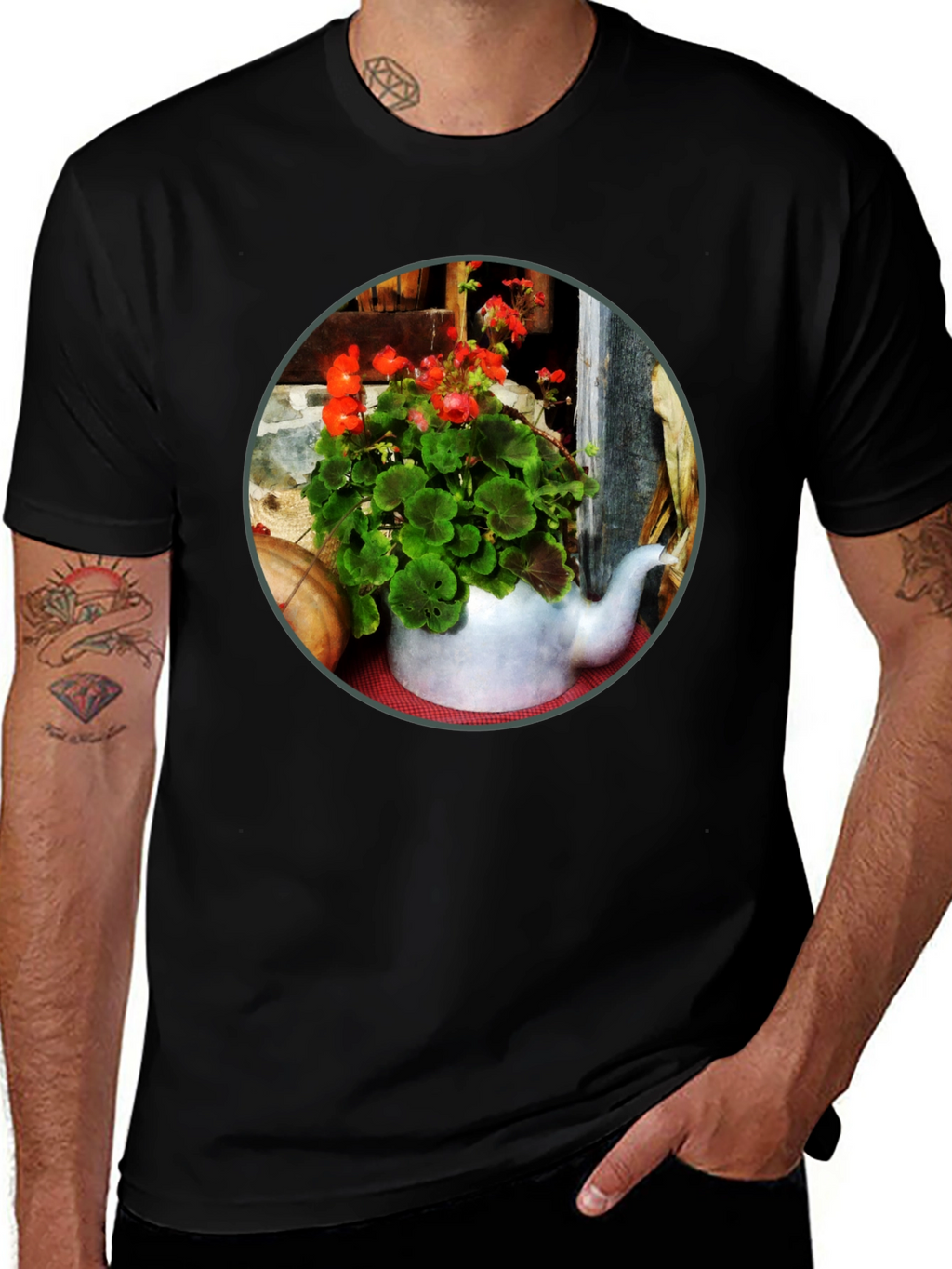 Floral Teapot T-Shirt - Unique Garden Design