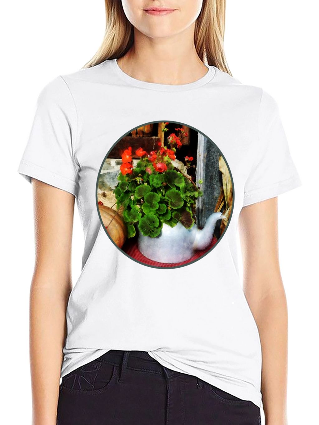Floral Teapot T-Shirt - Unique Garden Design