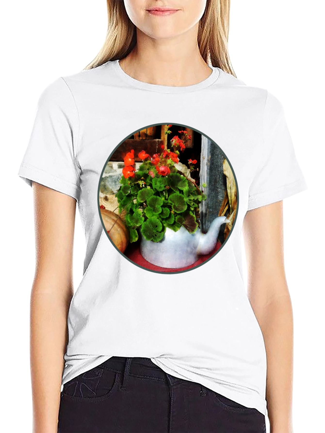 Floral Teapot T-Shirt - Unique Garden Design