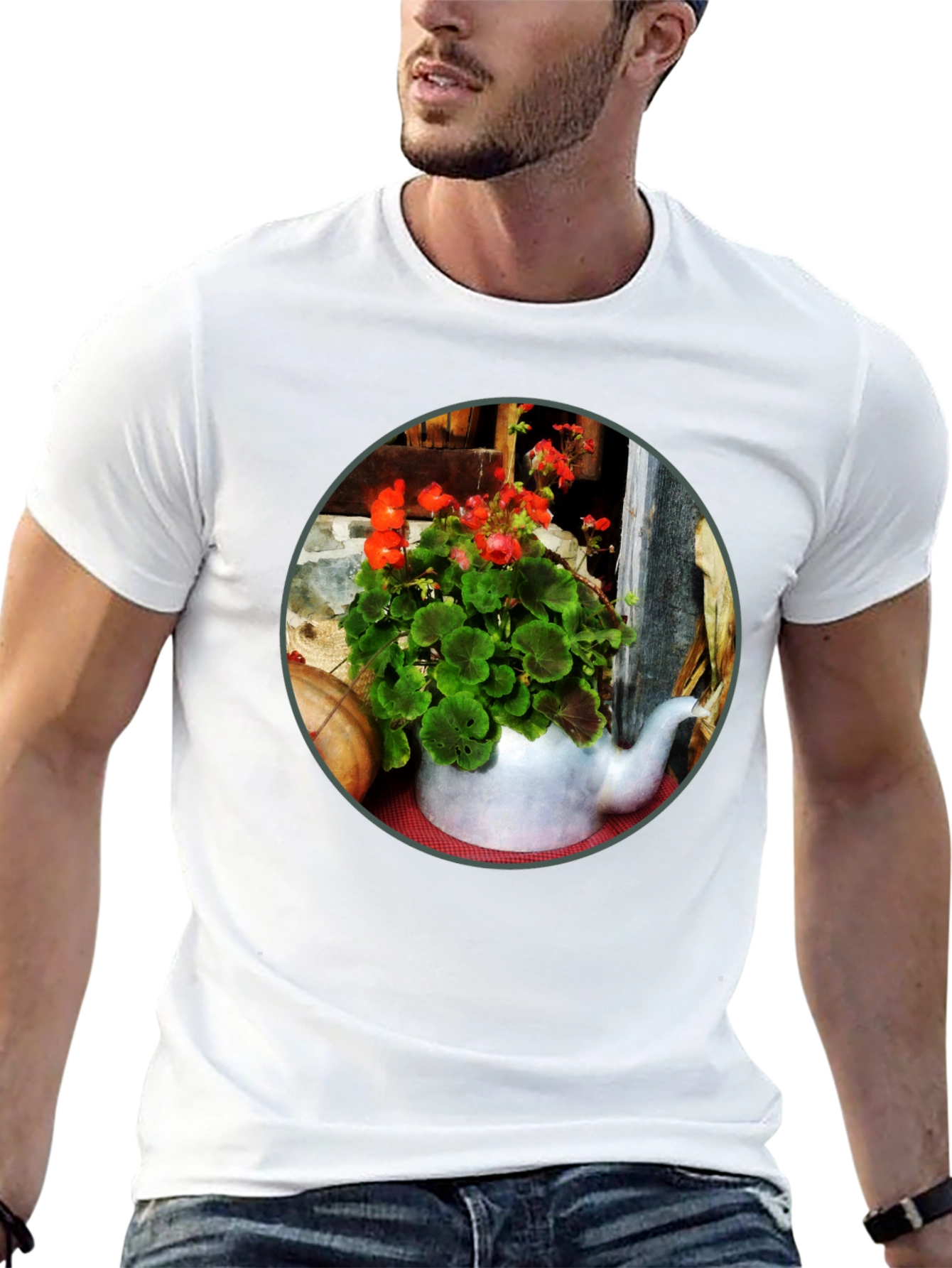 Floral Teapot T-Shirt - Unique Garden Design
