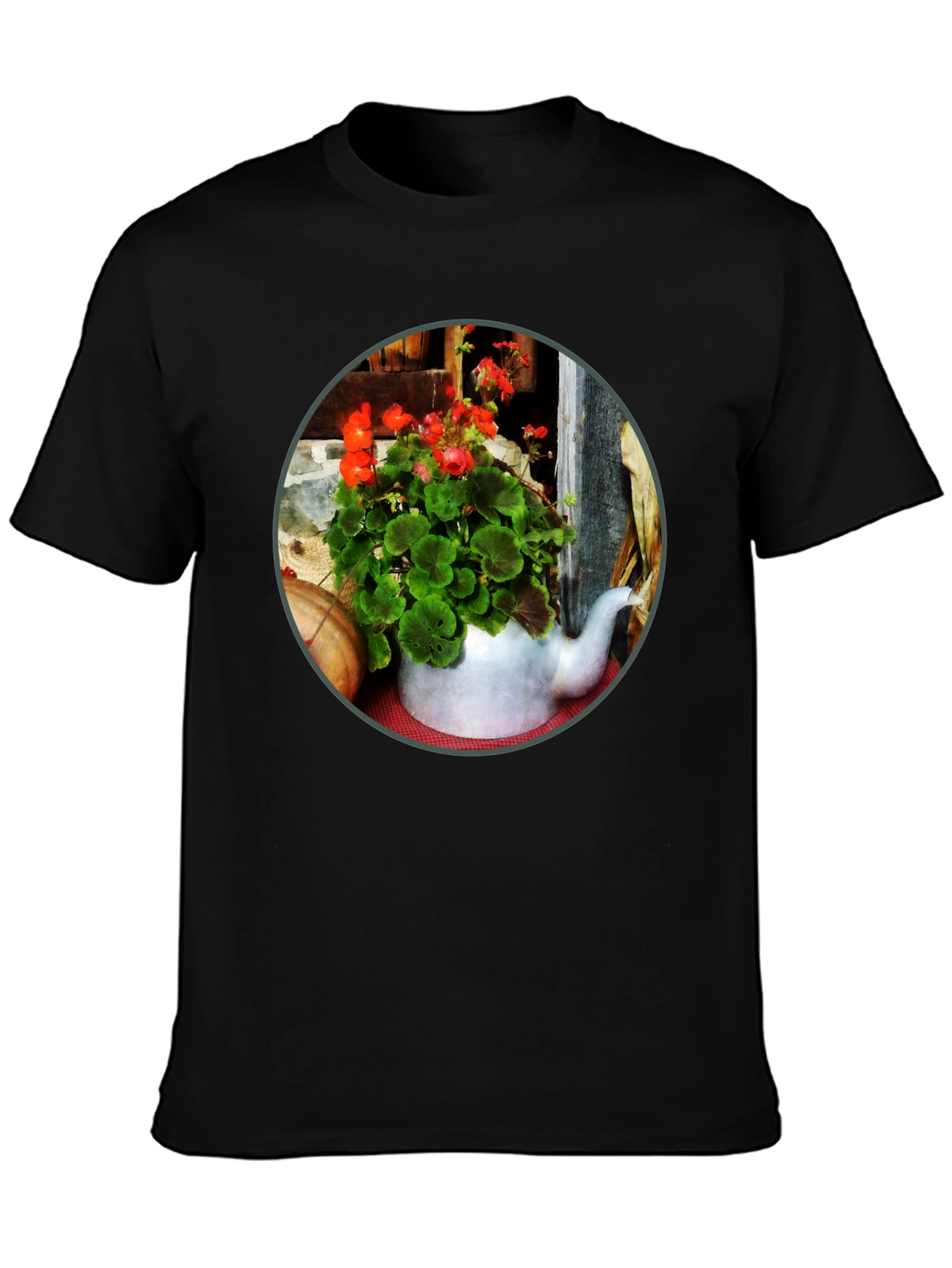 Floral Teapot T-Shirt - Unique Garden Design