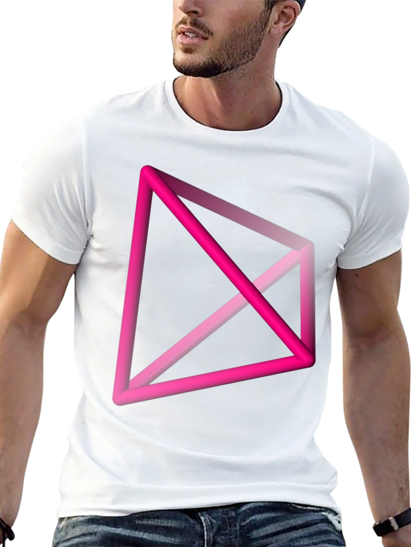 Abstract Geometric Pink T-Shirt