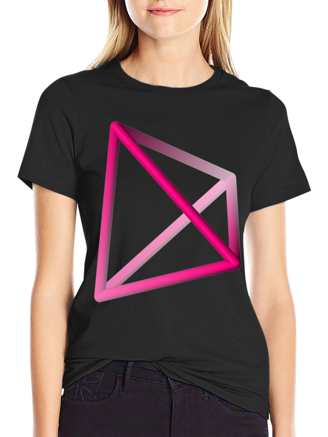 Abstract Geometric Pink T-Shirt