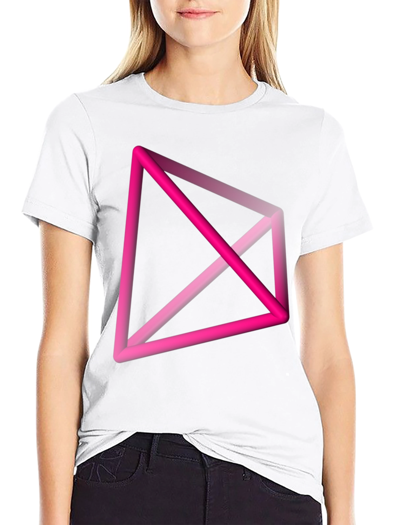 Abstract Geometric Pink T-Shirt