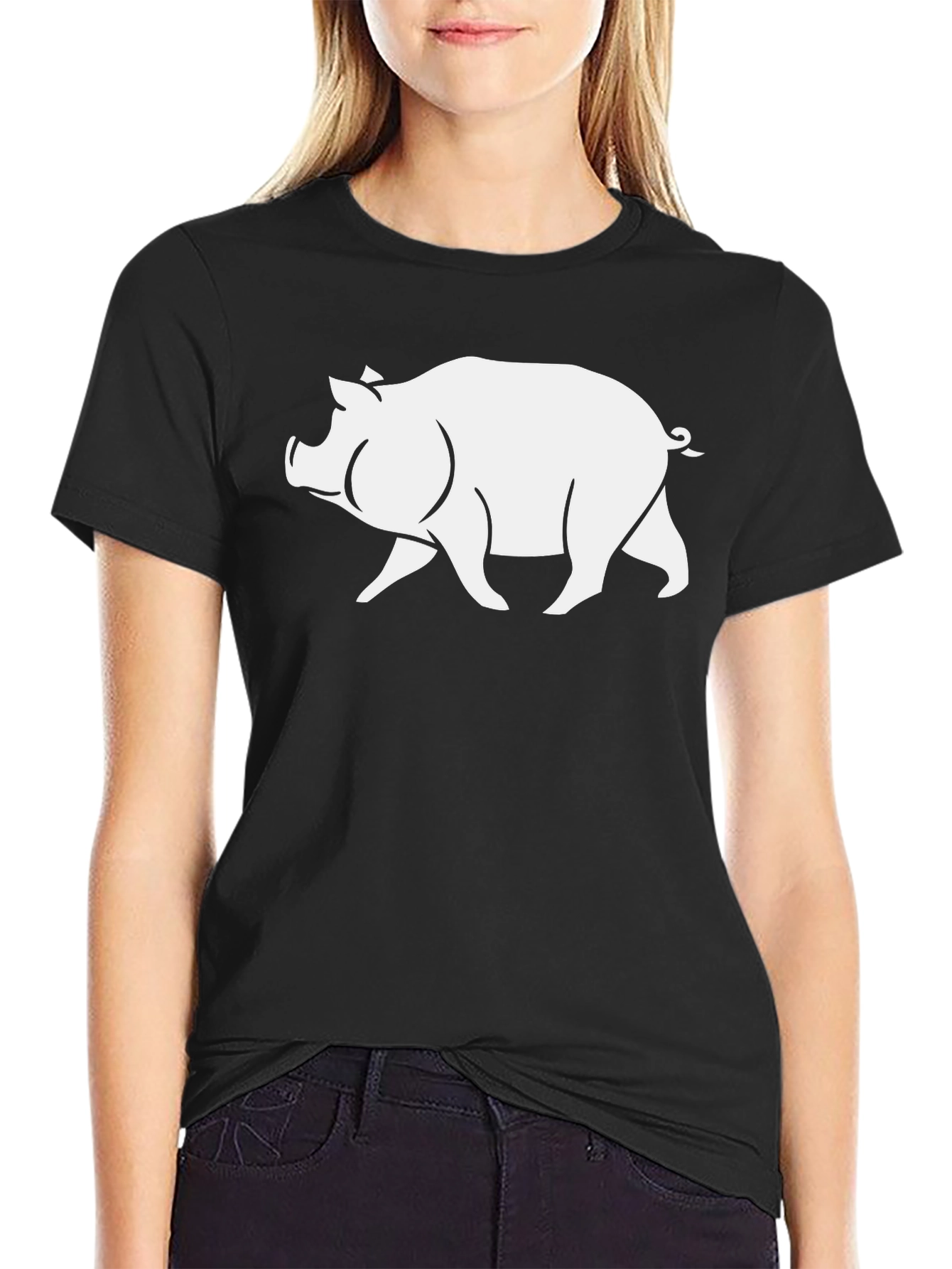 Pig Graphic T-Shirt - Black Casual Tee