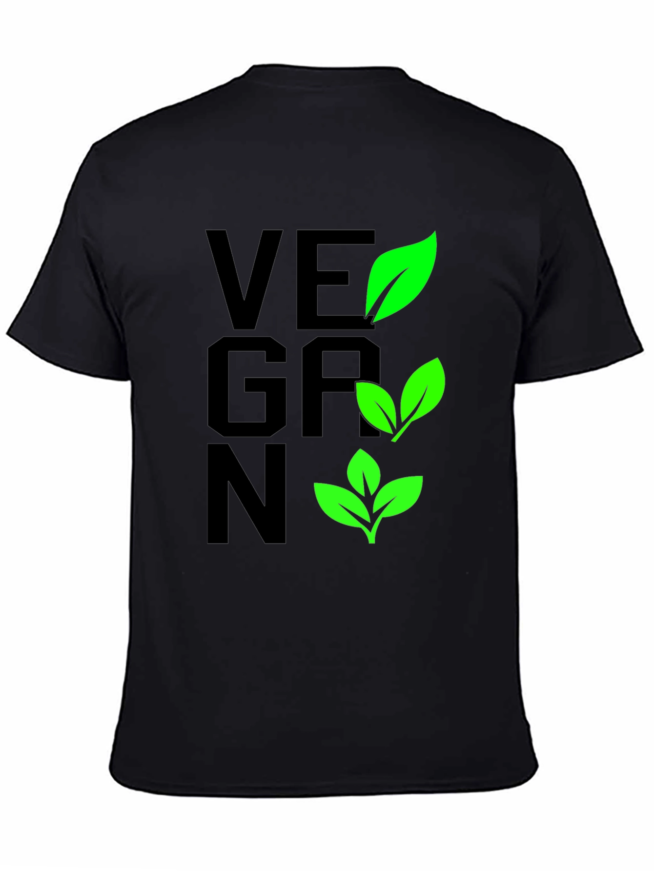Vegan Leaf Graphic Tee - Black