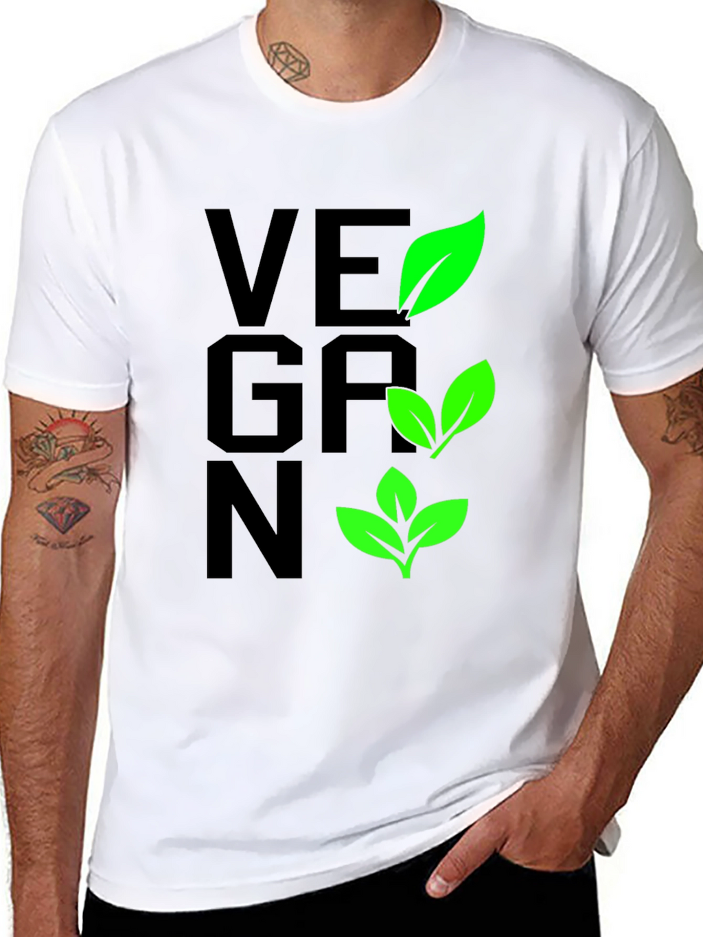 Vegan Leaf Graphic Tee - Black