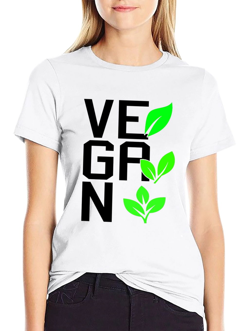 Vegan Leaf Graphic Tee - Black