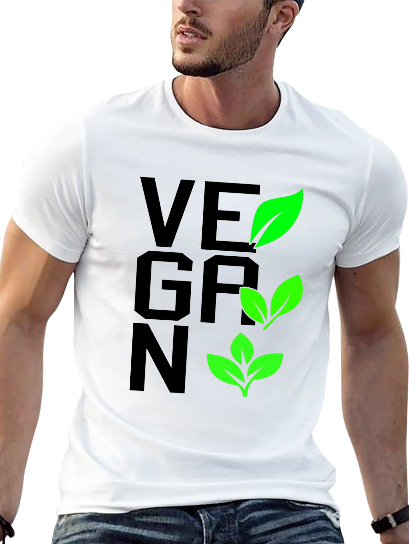 Vegan Leaf Graphic Tee - Black