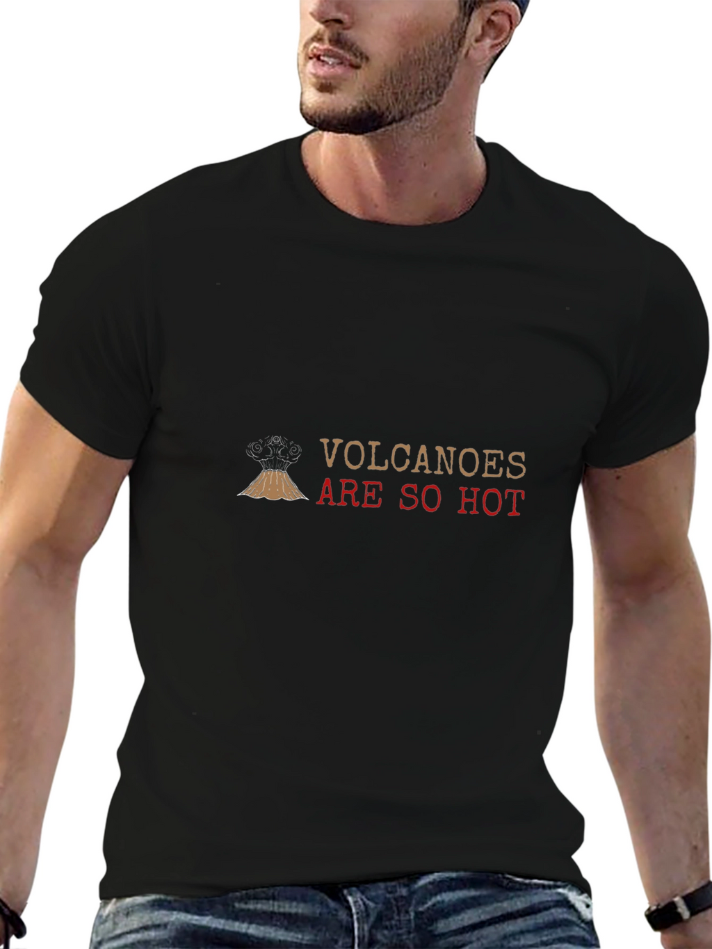 Volcanoes Are So Hot Black Graphic Tee