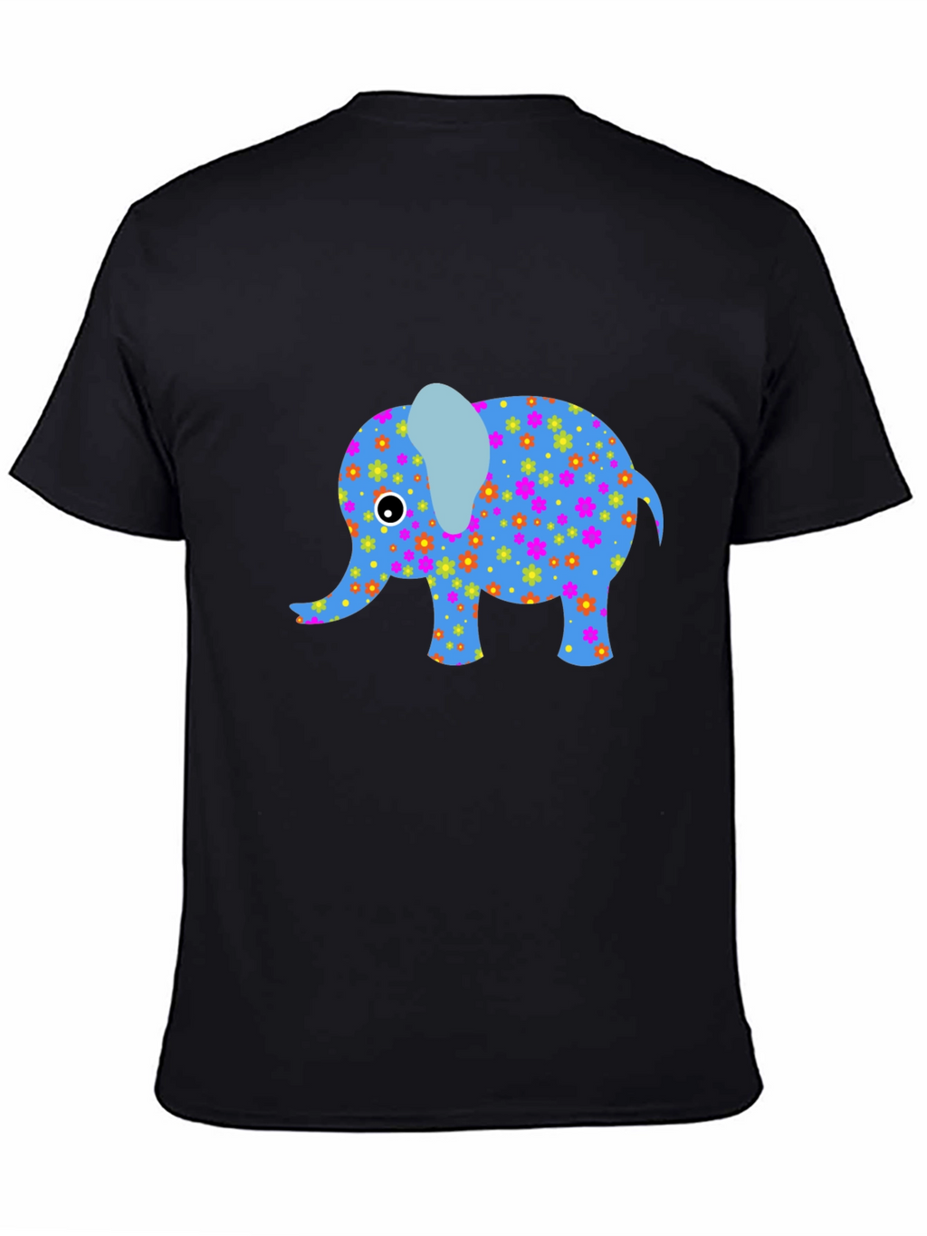 Black T-Shirt with Fun Elephant Design