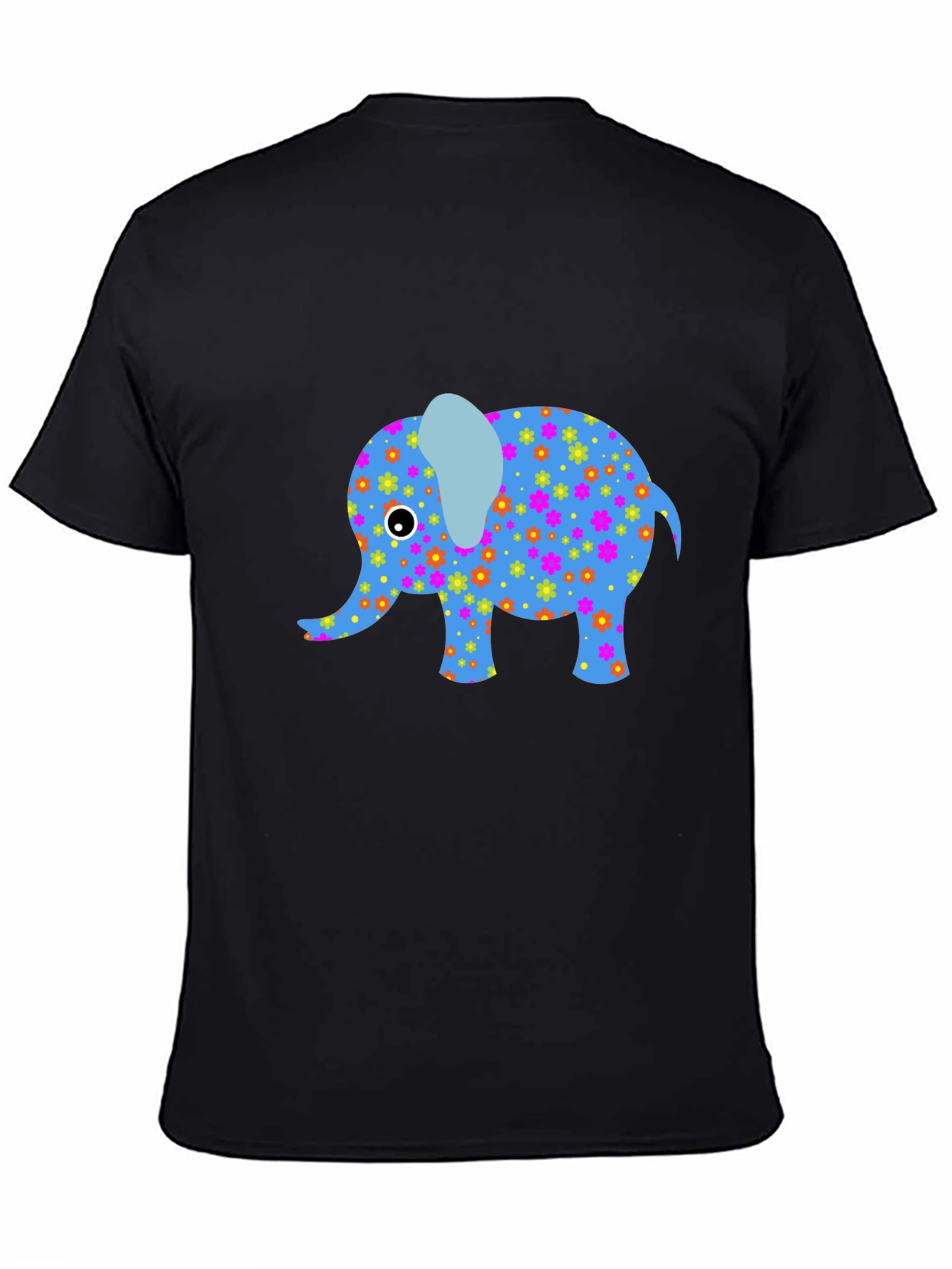 Black T-Shirt with Fun Elephant Design
