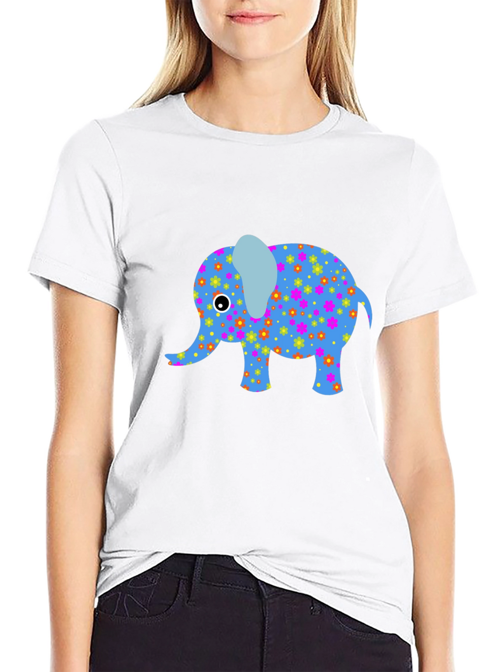 Black T-Shirt with Fun Elephant Design