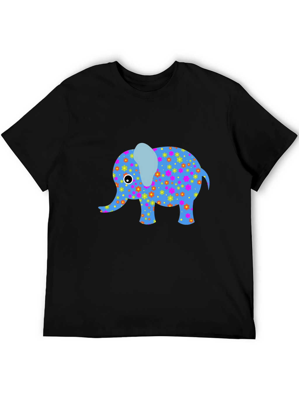 Black T-Shirt with Fun Elephant Design
