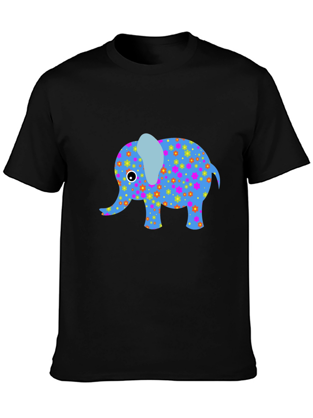 Black T-Shirt with Fun Elephant Design
